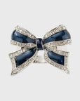 Enamel bow skinny napkin rings, navy, set of four