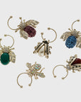Bedazzled bee wine charms, dark jewel tones