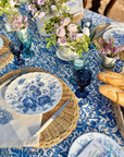 Damask print tablecloth, blue