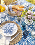 Damask print tablecloth, blue