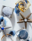 Starfish skinny napkin rings, bronze, set of four