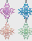 Baguette snowflake hanging ornaments boxed set, sherbet