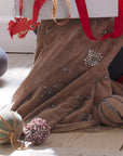 Extra large snowflake tree skirt, taupe