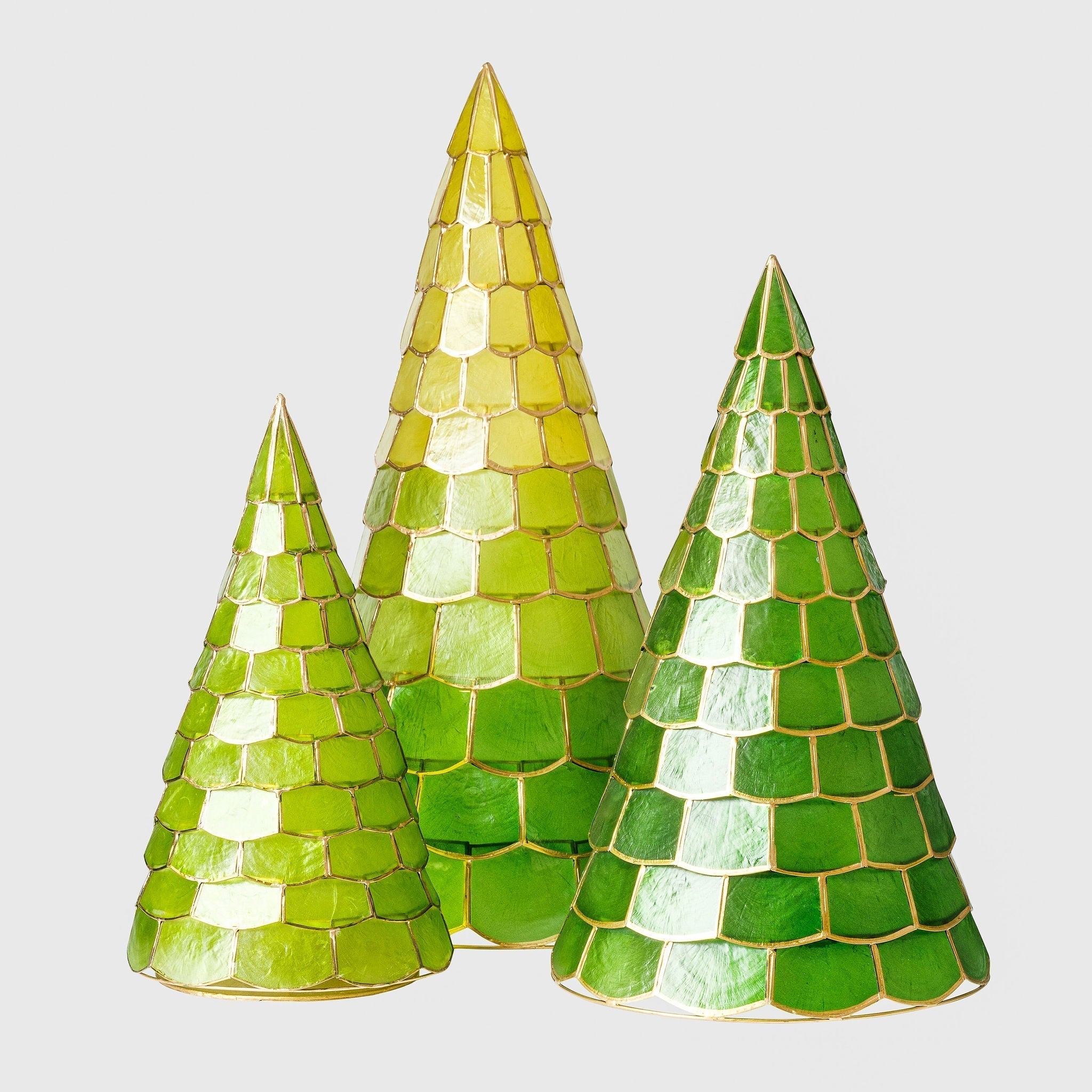 Capiz trees, set of three, green Joanna Buchanan