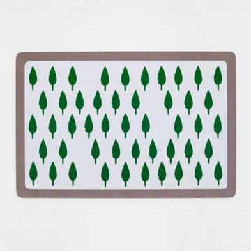 Tree print everyday placemat, green with grey, set of two