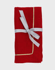 Gold trim dinner napkins, berry, set of two
