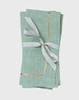 Gold trim dinner napkins, seafoam, set of two