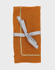 Gold trim dinner napkins, pumpkin, set of two