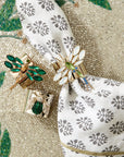 Sparkle bee napkin rings, emerald, set of two