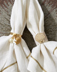 Shell resin napkin rings, pearly white, set of four