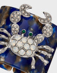 Crab blue tortoiseshell resin napkin rings, set of four