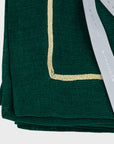 Gold trim dinner napkins, hunter green, set of two