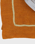 Gold trim dinner napkins, pumpkin, set of two