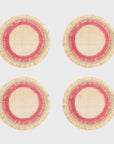 Ruffle edge straw coasters, pink