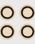 Ruffle edge straw coasters, black