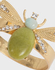 Etched wing bug skinny napkin rings, lemon jasper, set of four