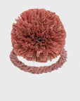 Straw pompom napkin rings, pink, set of four
