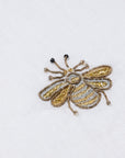 Embroidered golden bee tablecloth, white