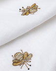 Embroidered golden bee tablecloth, white