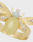 Etched wing bug skinny napkin rings, lemon jasper, set of four