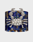 Crab blue tortoiseshell resin napkin rings, set of four