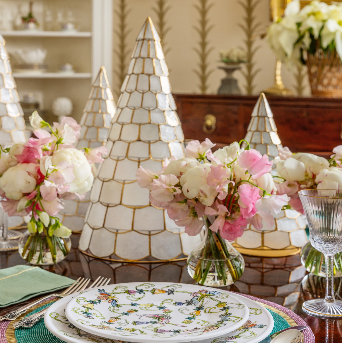 Capiz trees, set of three, white