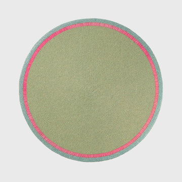 Bright stripe hand beaded placemat, seafoam with pink