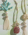 Coral tassel hanging ornament, turquoise