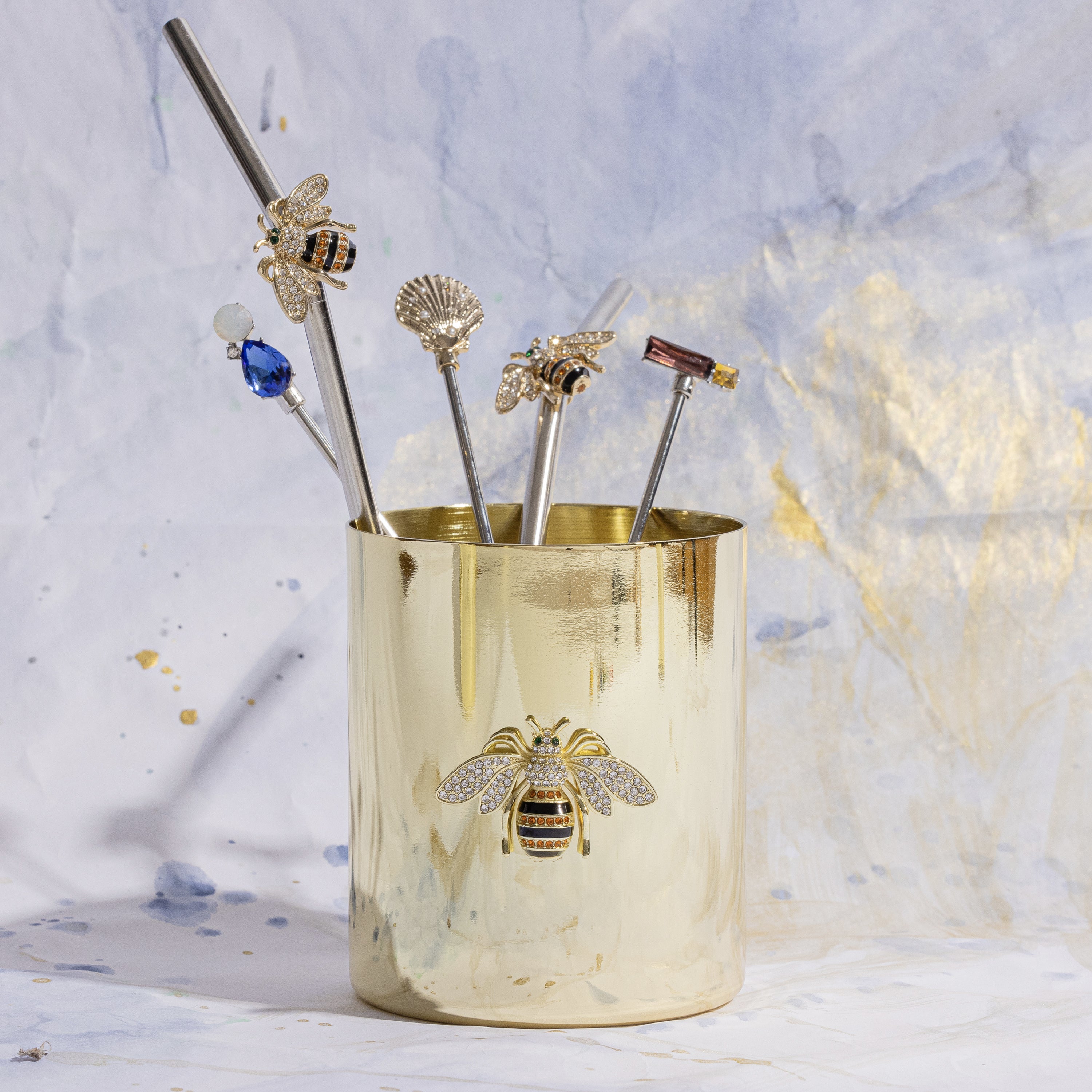 Stripey bee pot, large