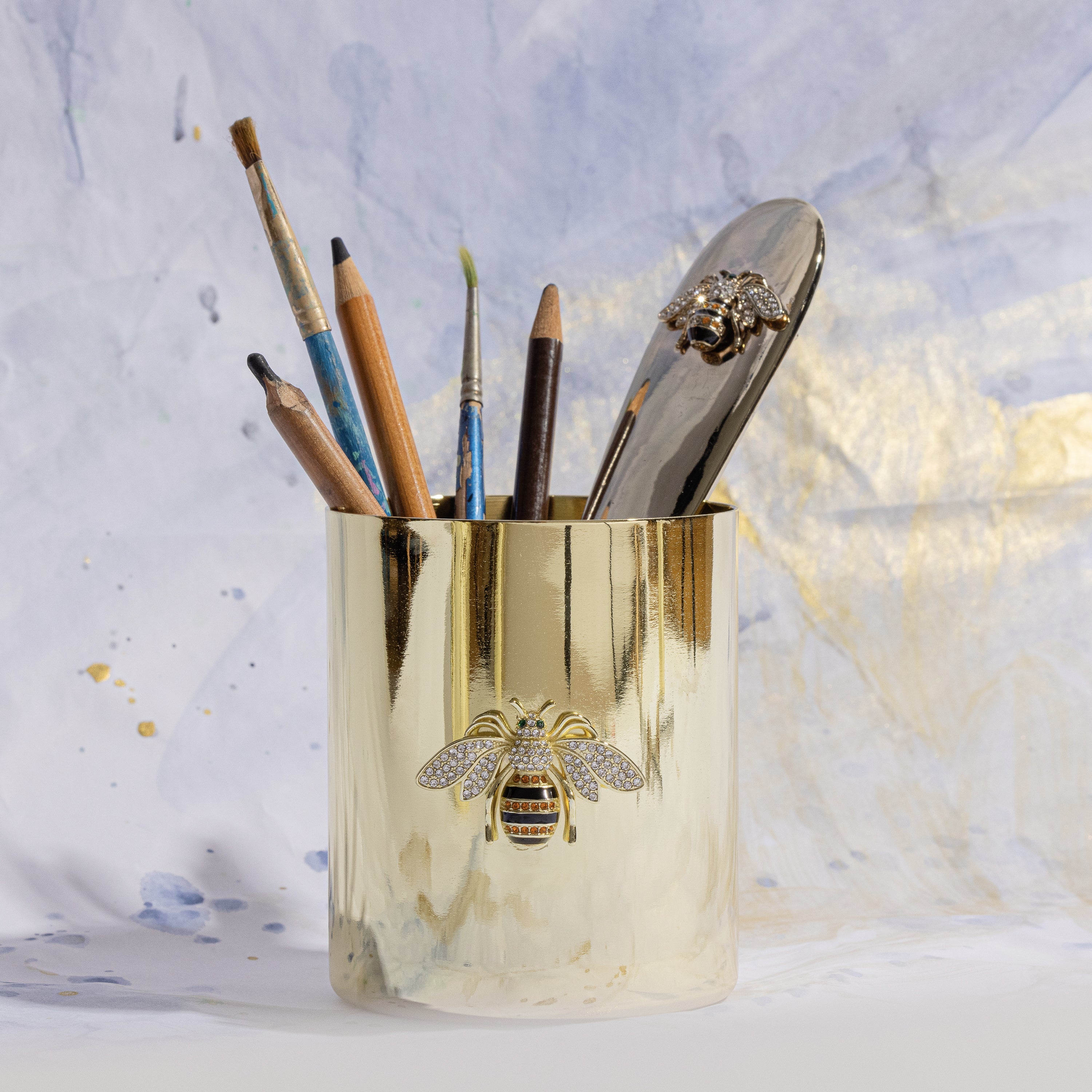 Stripey bee pot, large