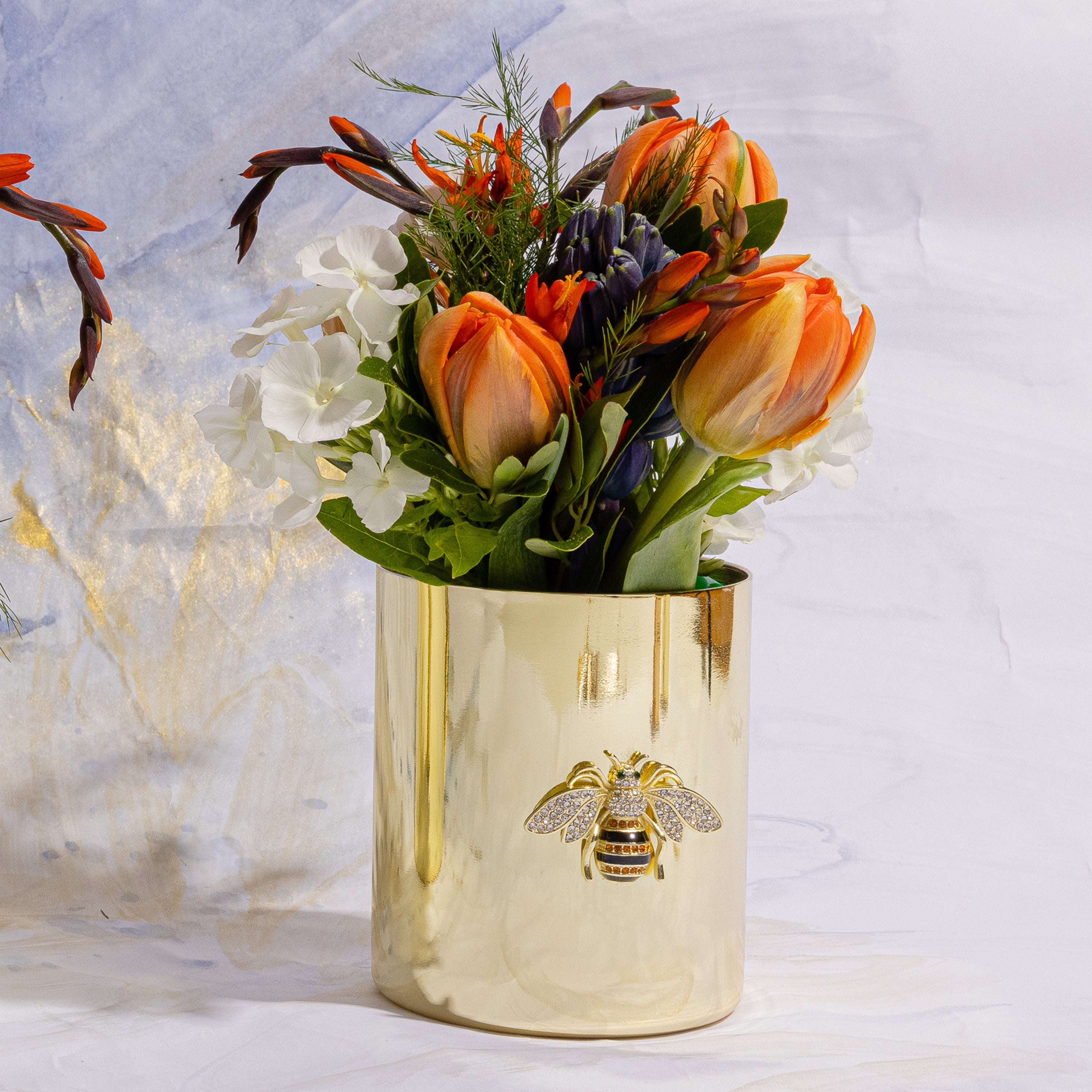 Stripey bee pot, large