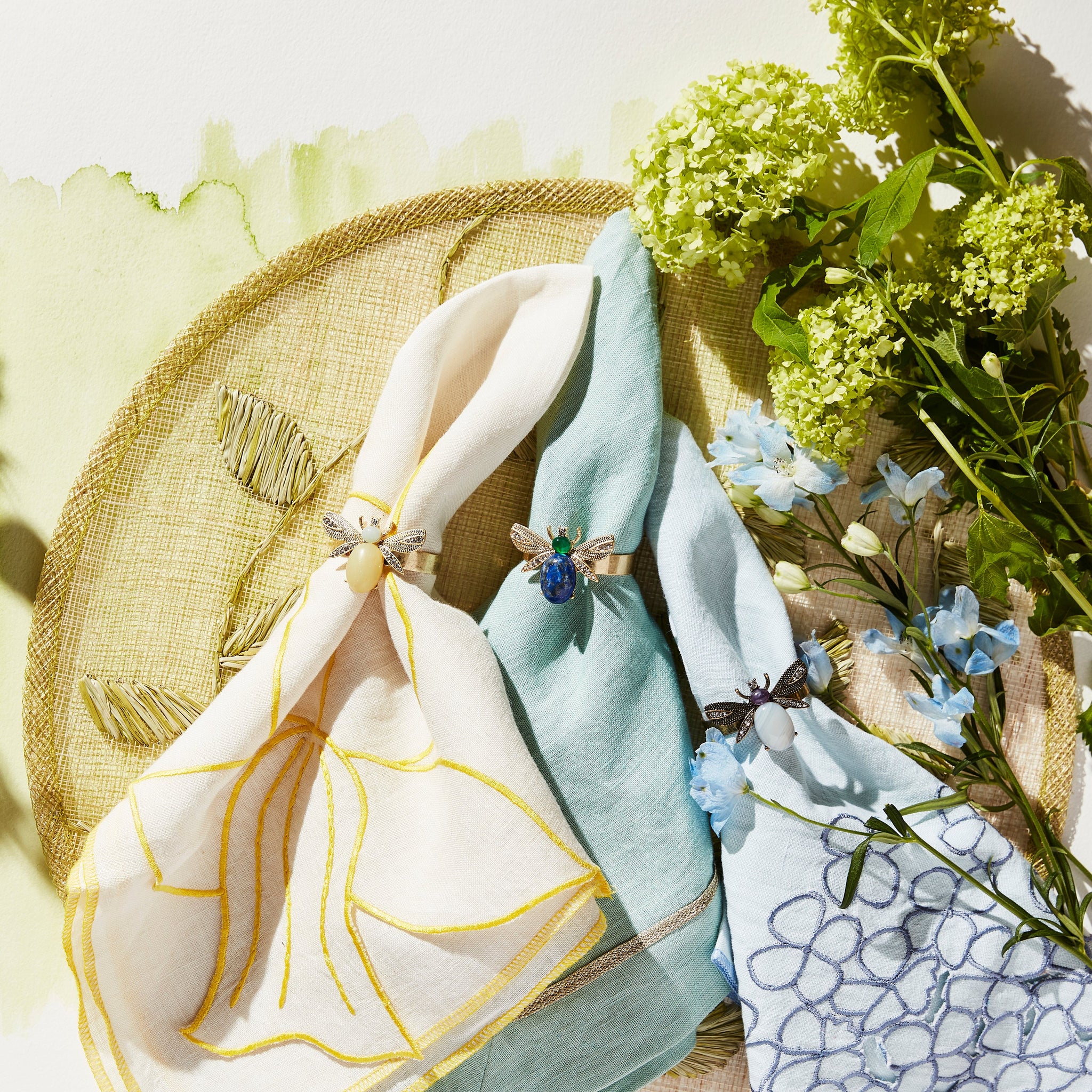 Etched Wing Bug Skinny Napkin Rings | Lapis Lazuli Napkin Rings ...