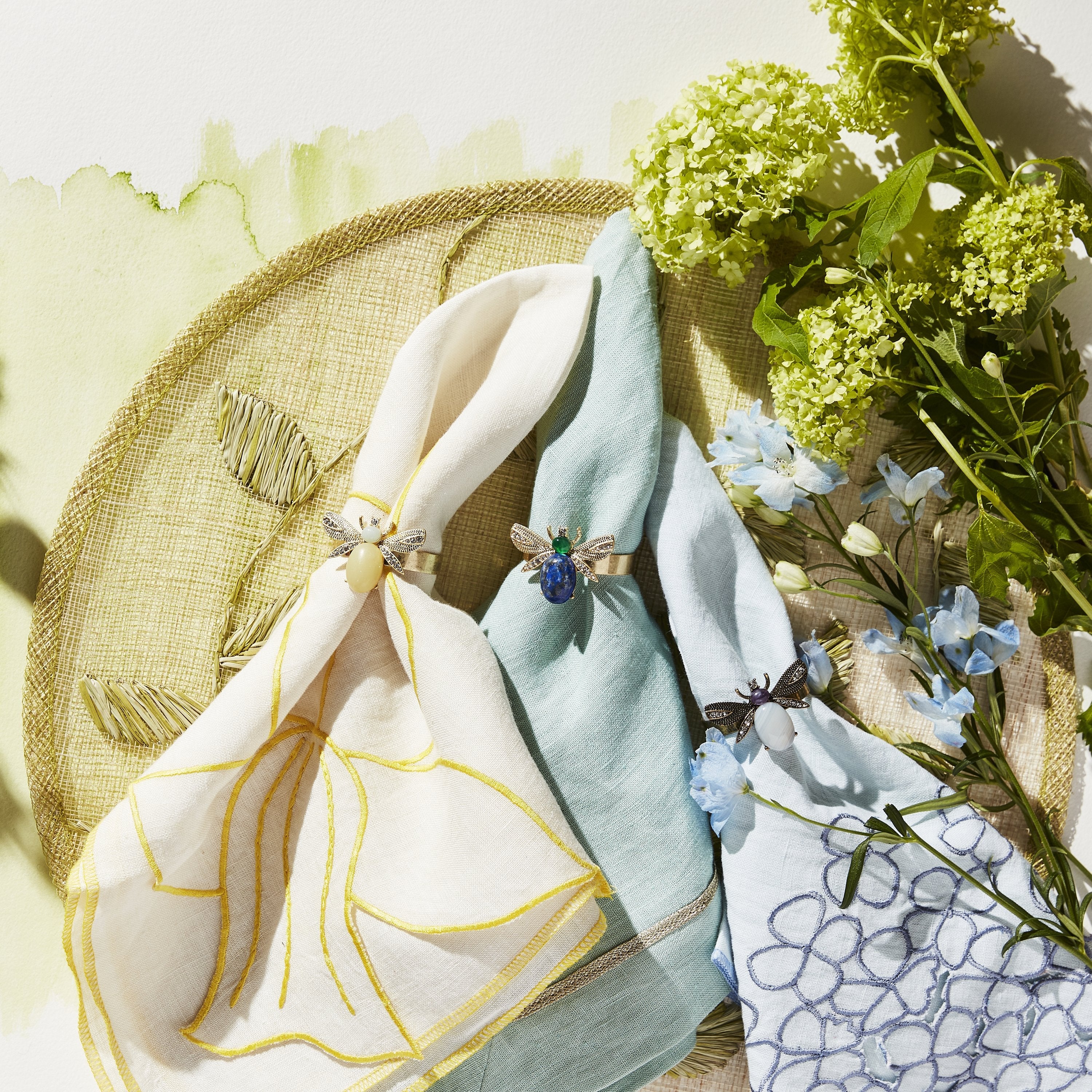 Straw leaf placemat, citrus, set of four