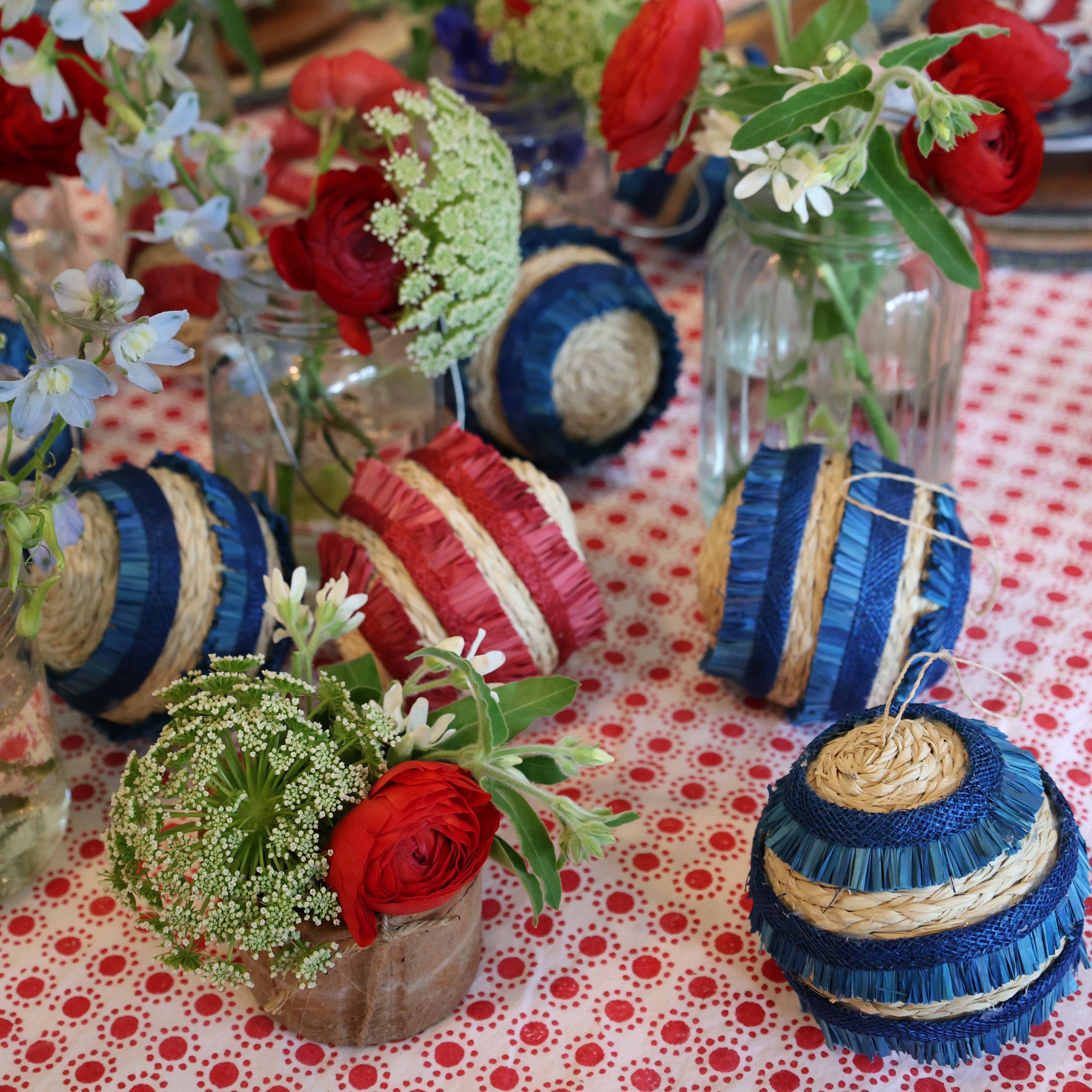 Dot print tablecloth, red