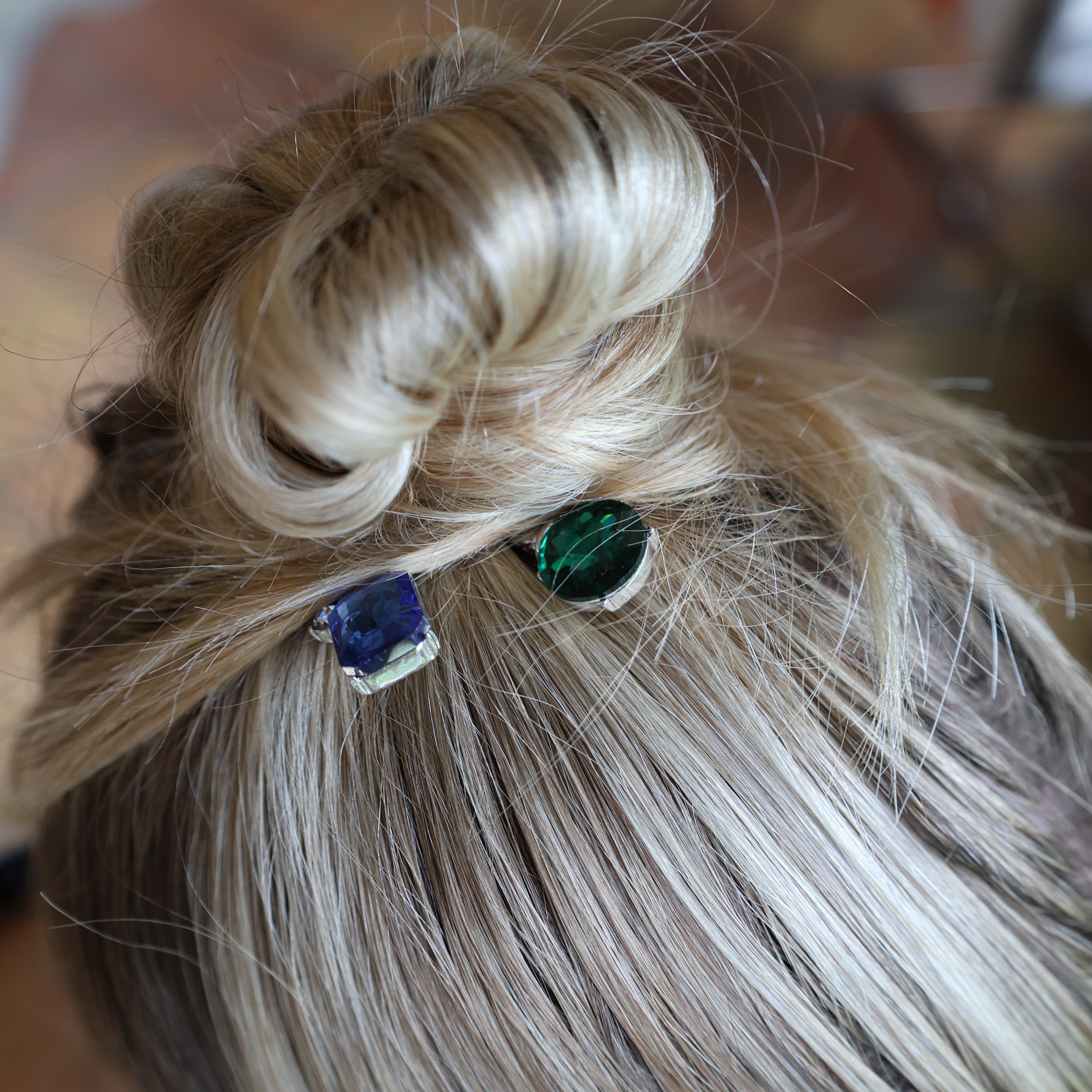 Jeweled hairpins, jewel tone