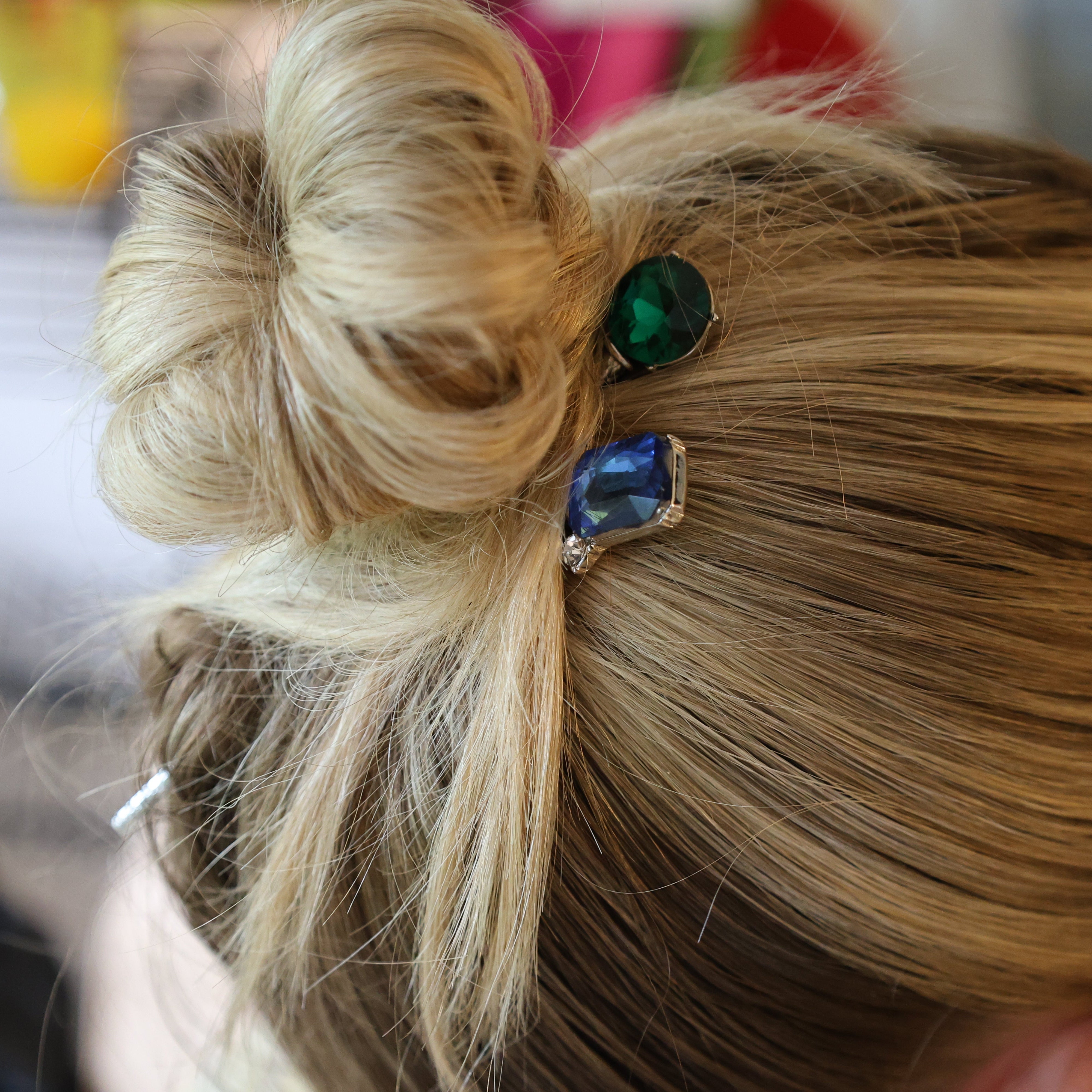 Jeweled hairpins, jewel tone