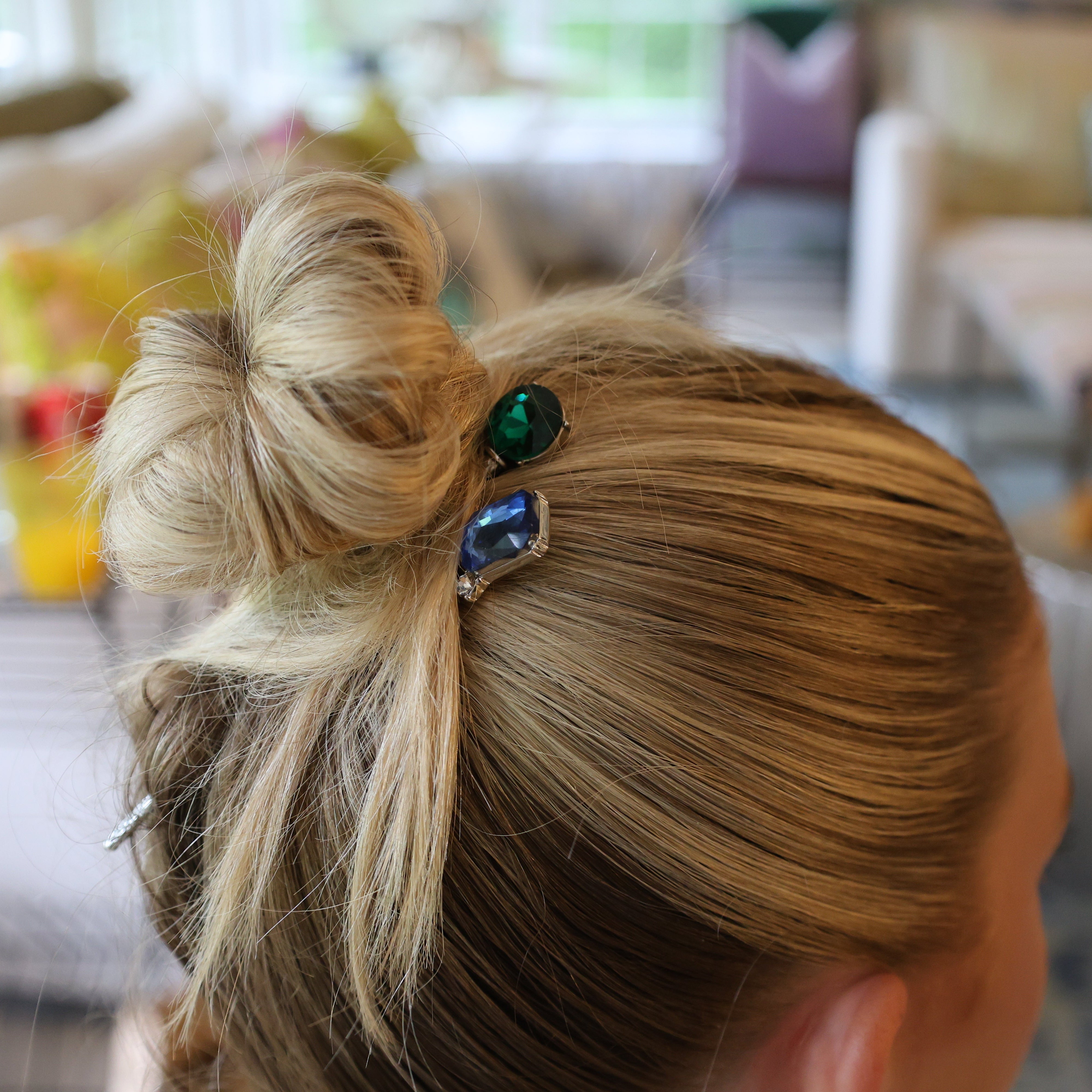 Jeweled hairpins, jewel tone