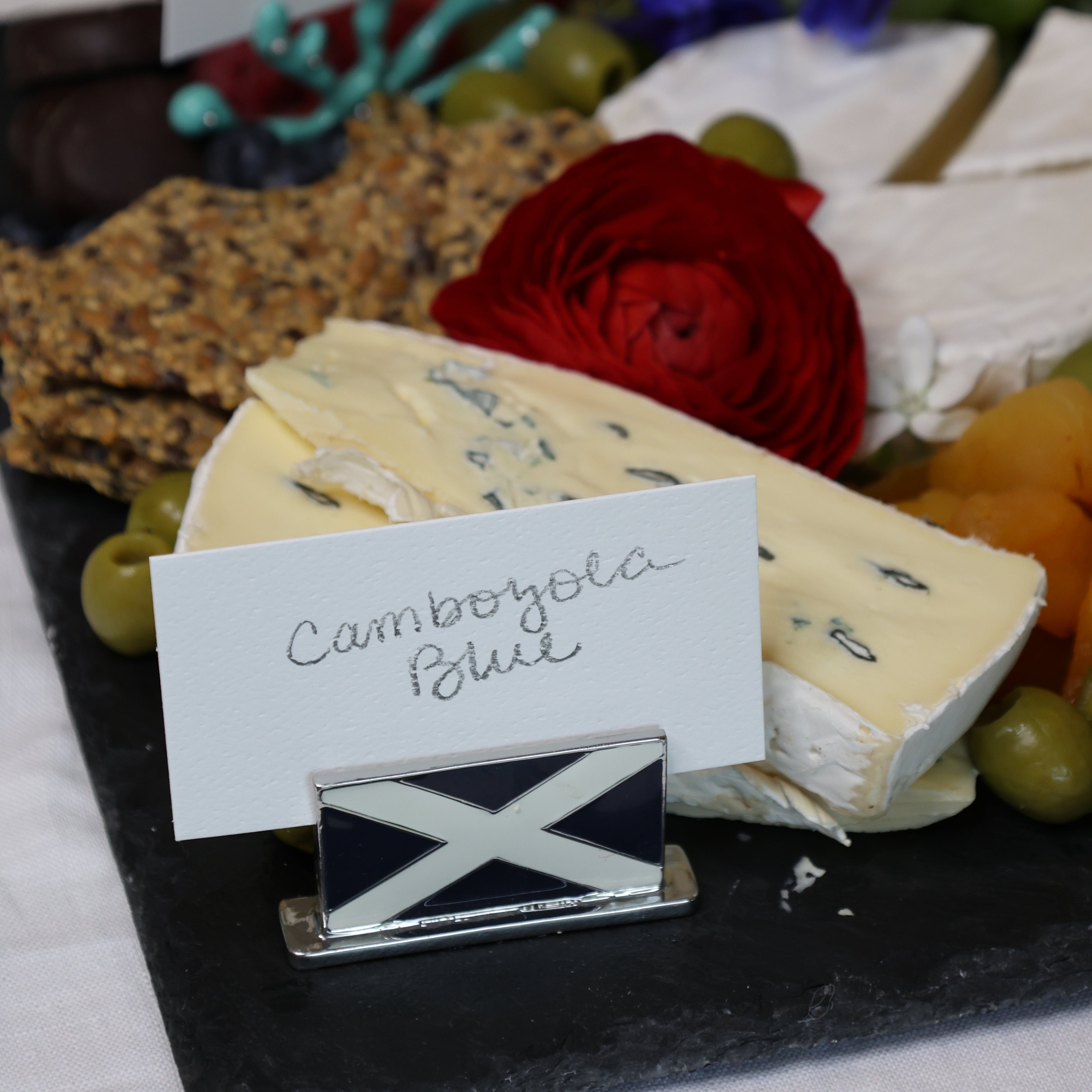 Nautical flag placecard holders, navy, set of four