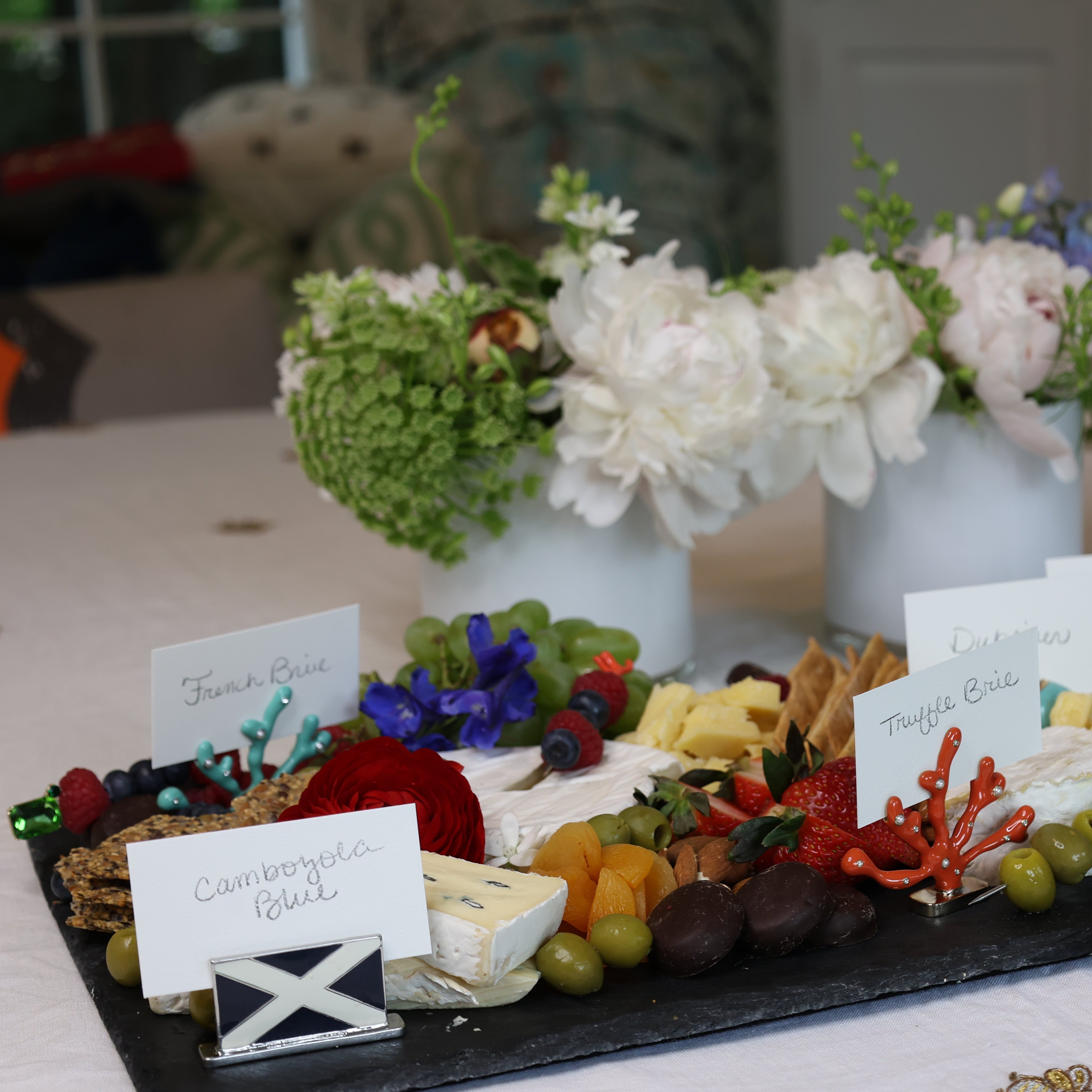 Nautical flag placecard holders, navy, set of four