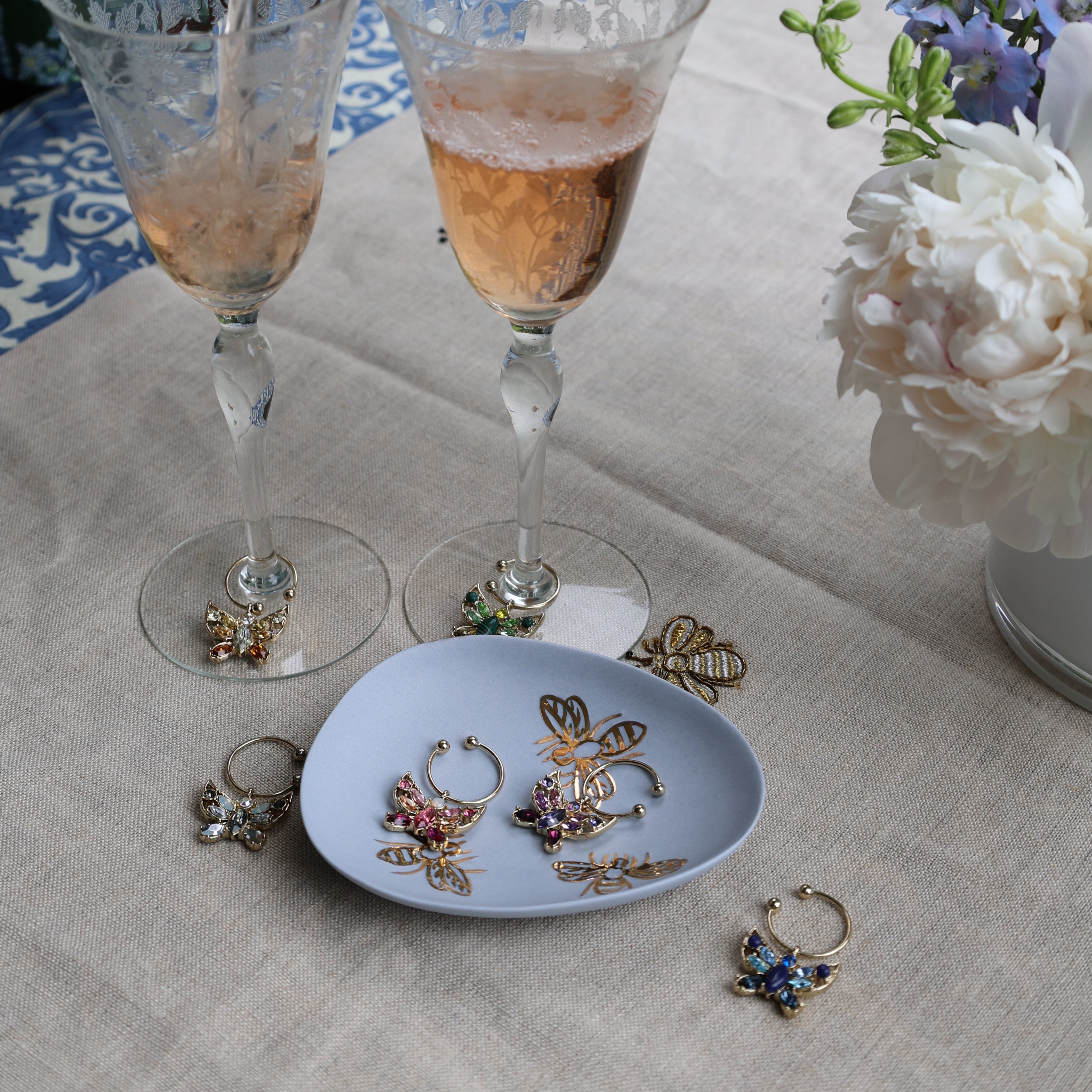 Butterfly wine charms