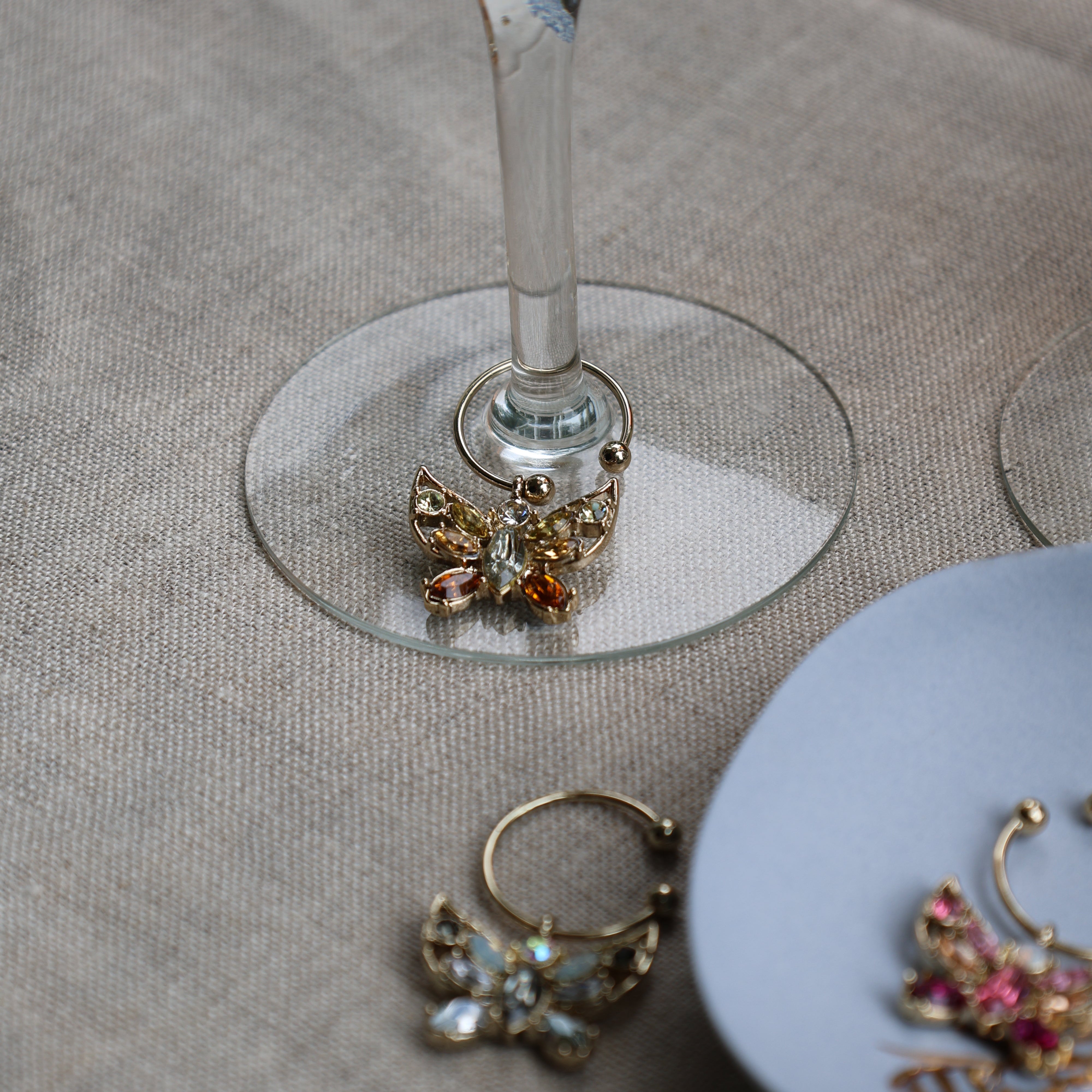 Butterfly wine charms