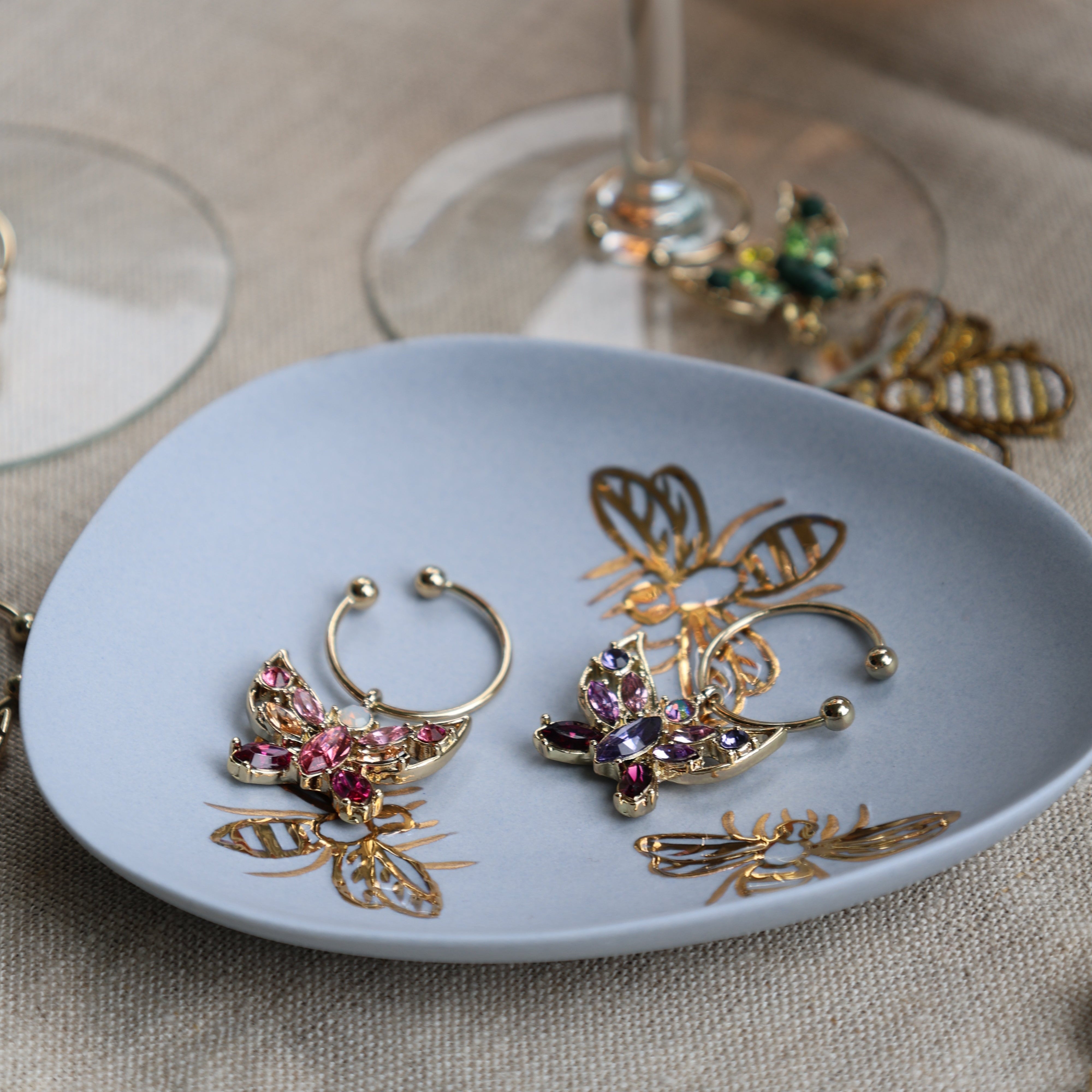 Butterfly wine charms