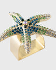 Sparkling starfish napkin rings, green, set of four