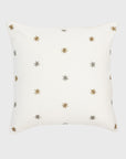 Embroidered star pillow, cream cotton velvet