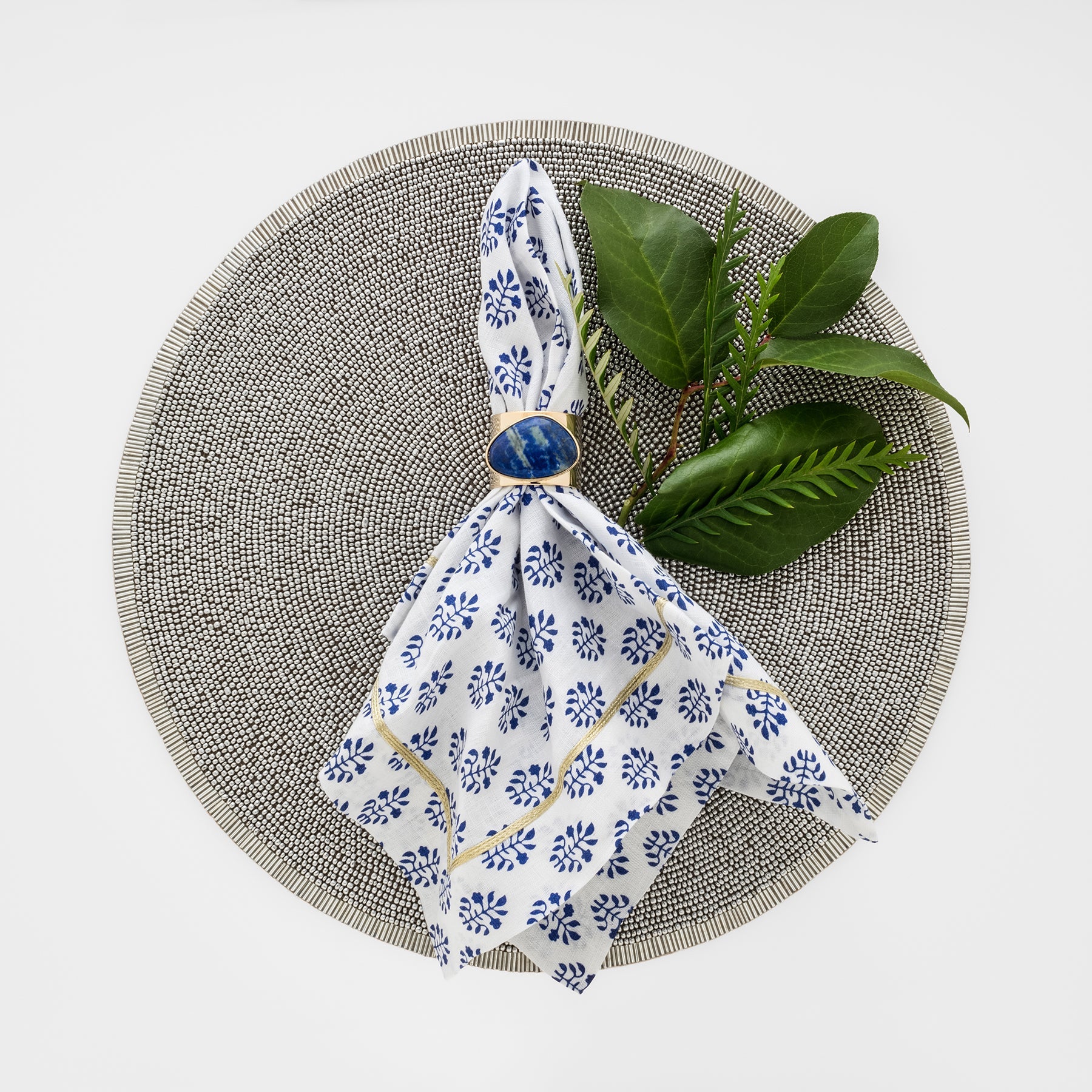 Silver hand beaded placemat