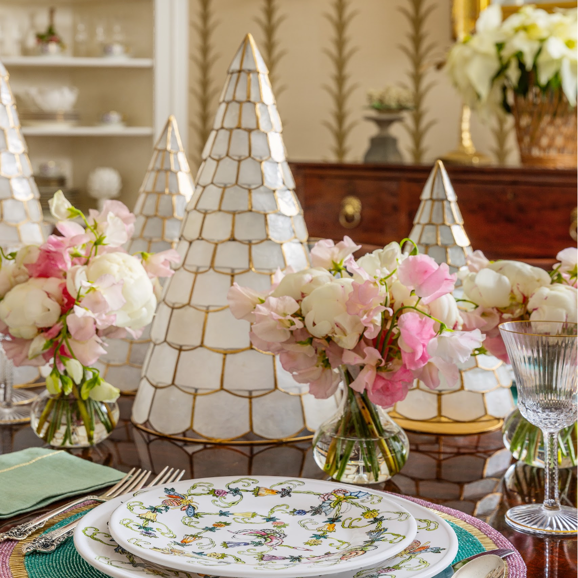 Capiz trees, set of three, white