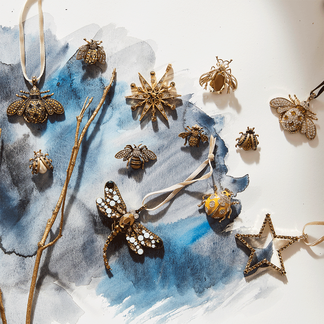 Jeweled insect hanging ornaments, set of three