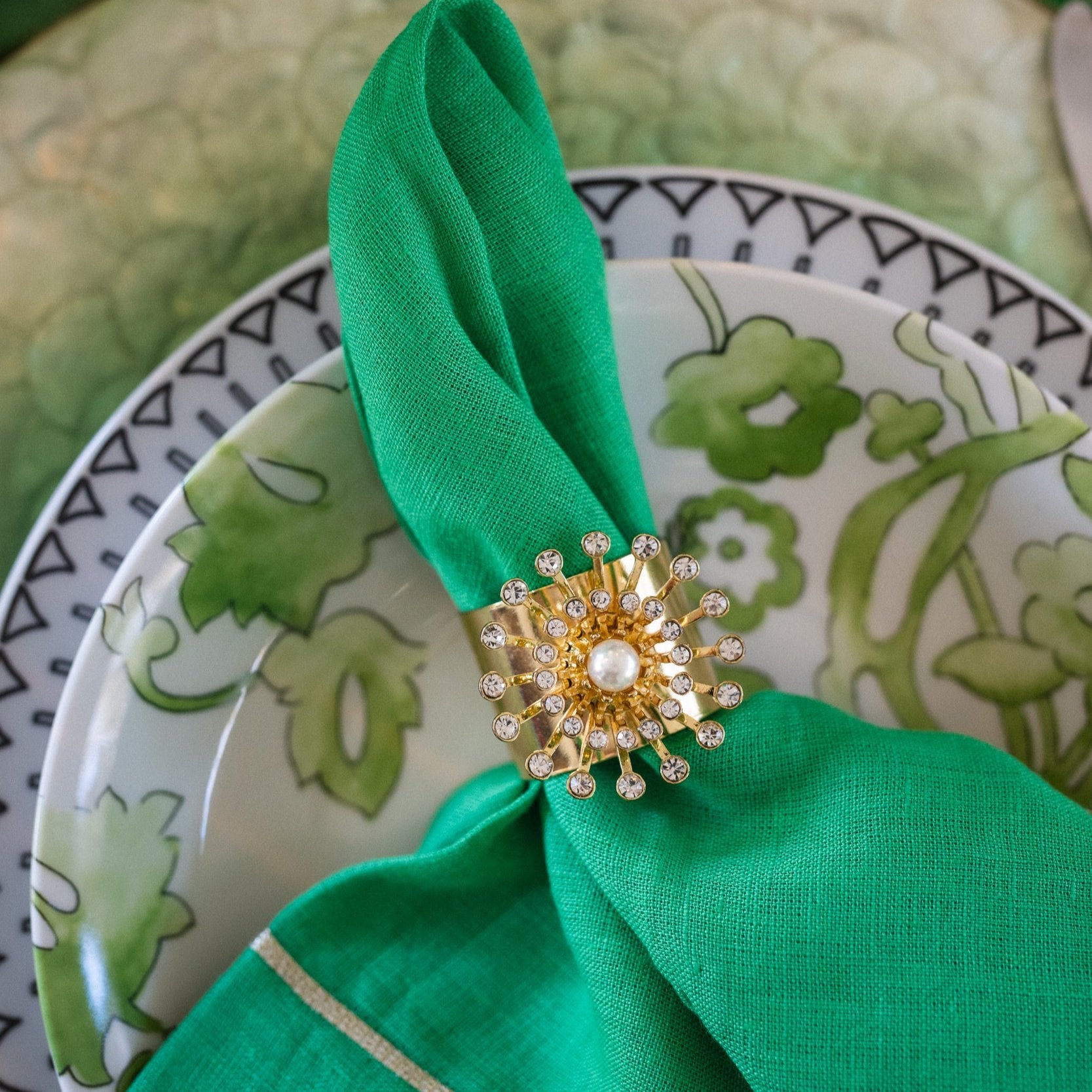 Pearl star napkin rings, set of two