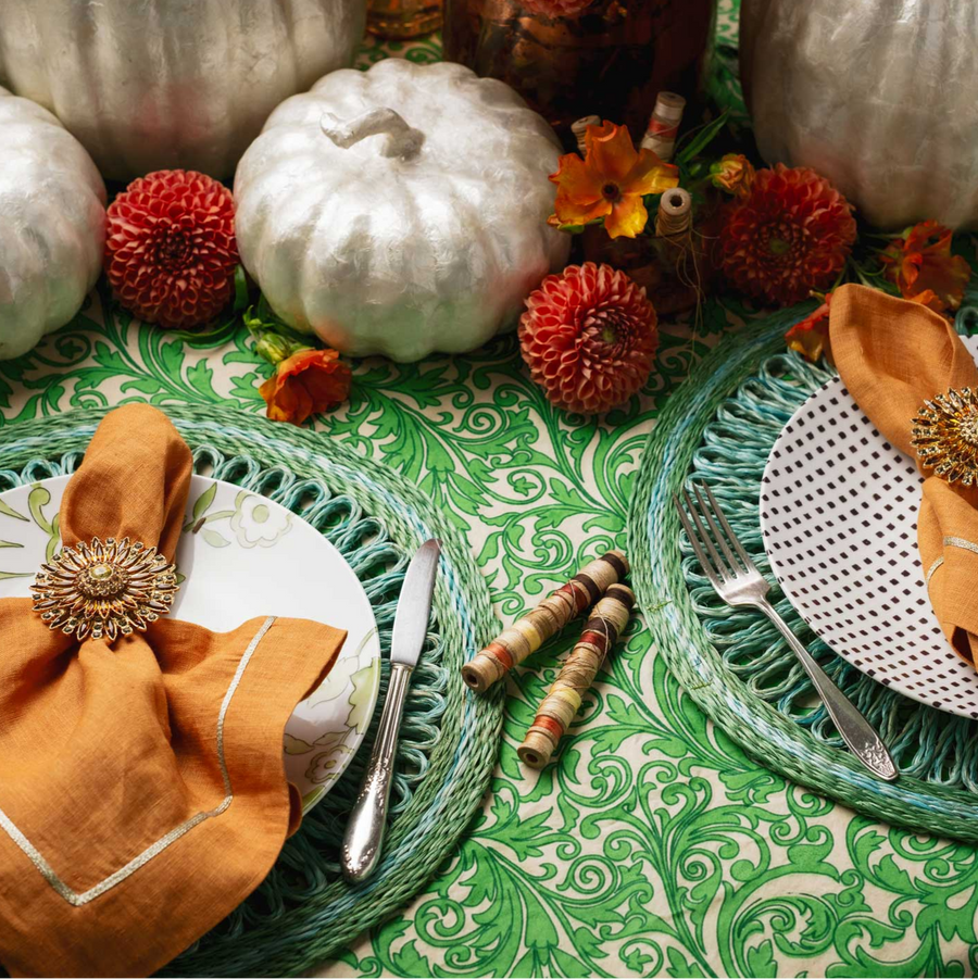 Loopy straw placemats, emerald, set of four