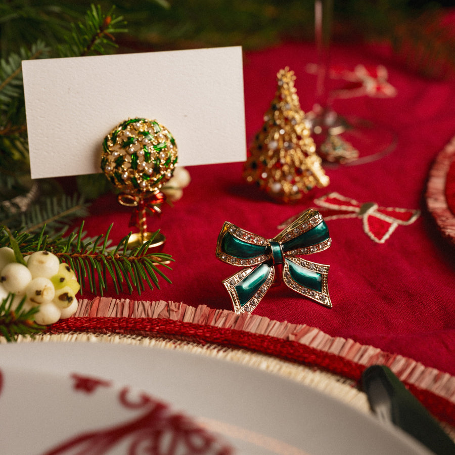 Bow extra large table runner, berry